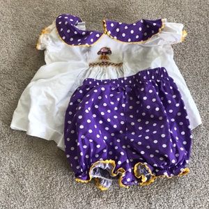 Smocked LSU cheerleader set